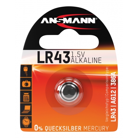 Pile alcaline LR43 / LR1142 / AG12 ANSMANN 1.5V